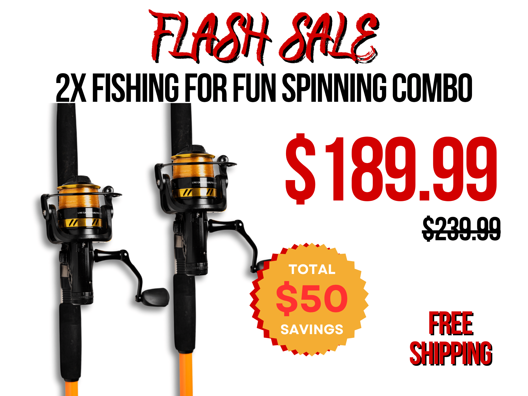 Fishing For Fun Spinning Combo x 2 - Catfish Pro