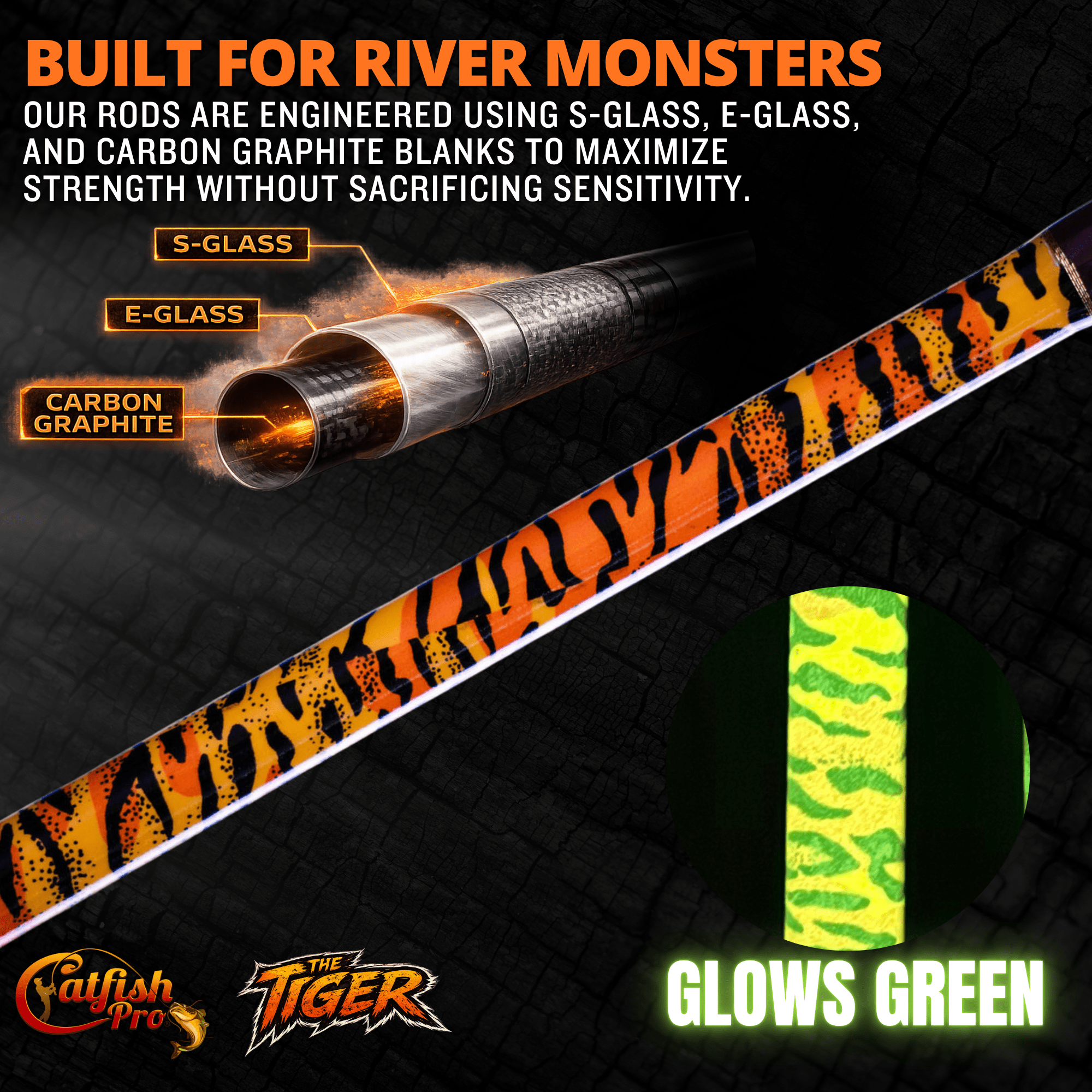 1 of 220 The Tiger Spinning Rod - Limited Edition Rod - Catfish Pro