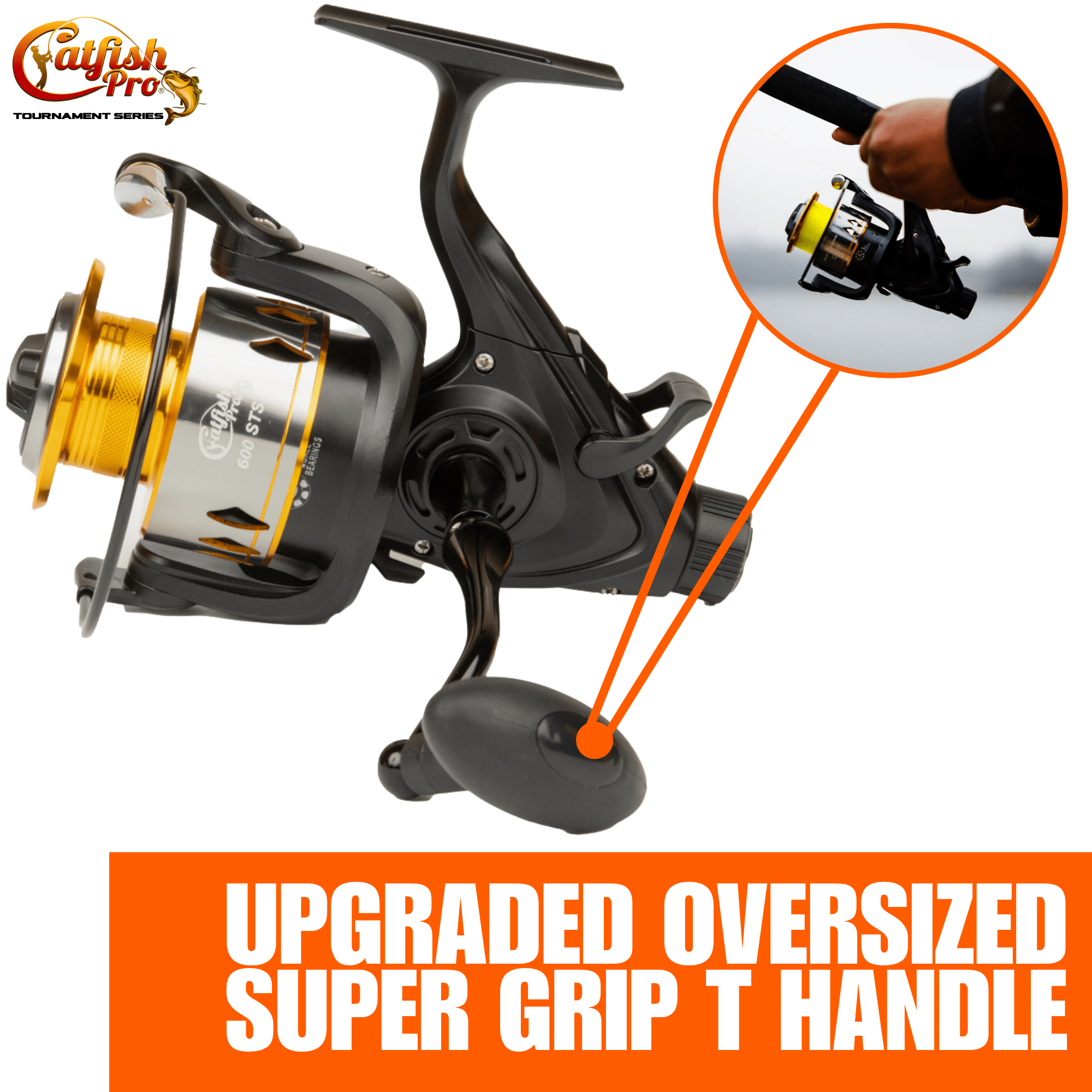 electric fishing reel for catfish Pro FFFSPINREEL Fun Spinning Live Liner Electronic Counter Stop at Top Mode Simple Controls Hands Off Hauling Gear Driven Level Winder Ergonomic Cantilever Design Electronics Sealed with Inert Gas Atmosphere Optional Titanium Spool* Endures Any Type or Size of Fishing Line Anodized Aluminum Alloy Construction Changeable Spool Design 600STS Spinning Reel I Catfish