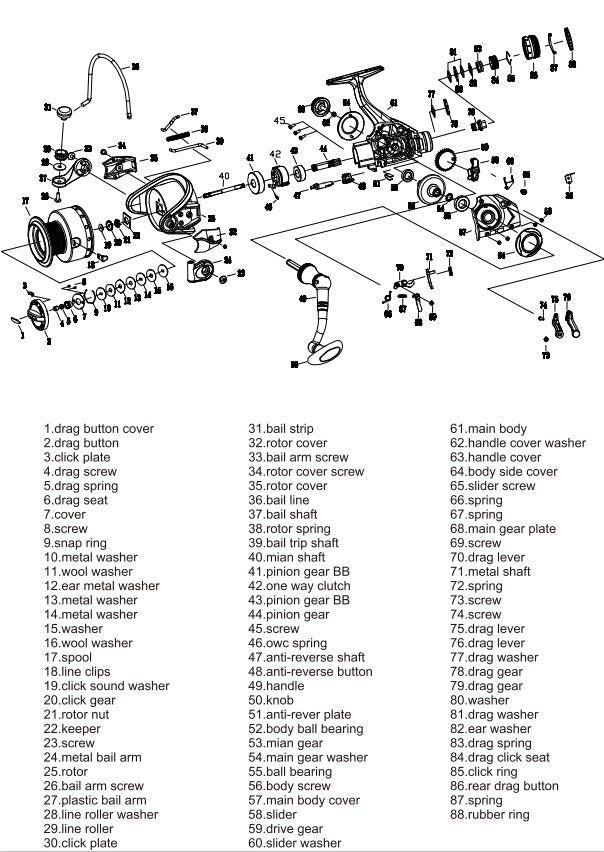 okuma c30 ceymar spinning reel schematics 600STS Spinning Reel