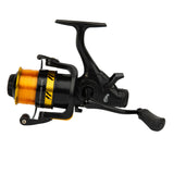 A standard side profile of the Catfish Pro Fishing for Fun spinning reel, showcasing the ergonomic handle and drag adjustment system.