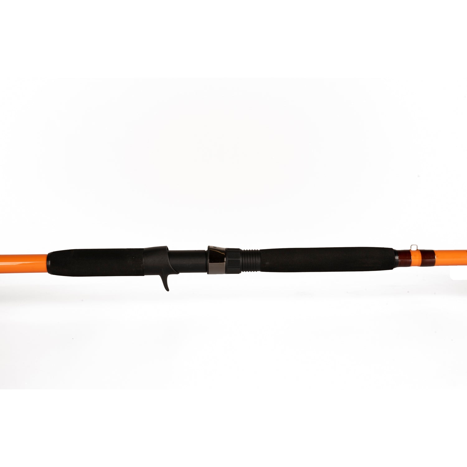 The rear grip section of the Catfish Pro casting rod, featuring a black EVA foam handle for a comfortable and secure grip.