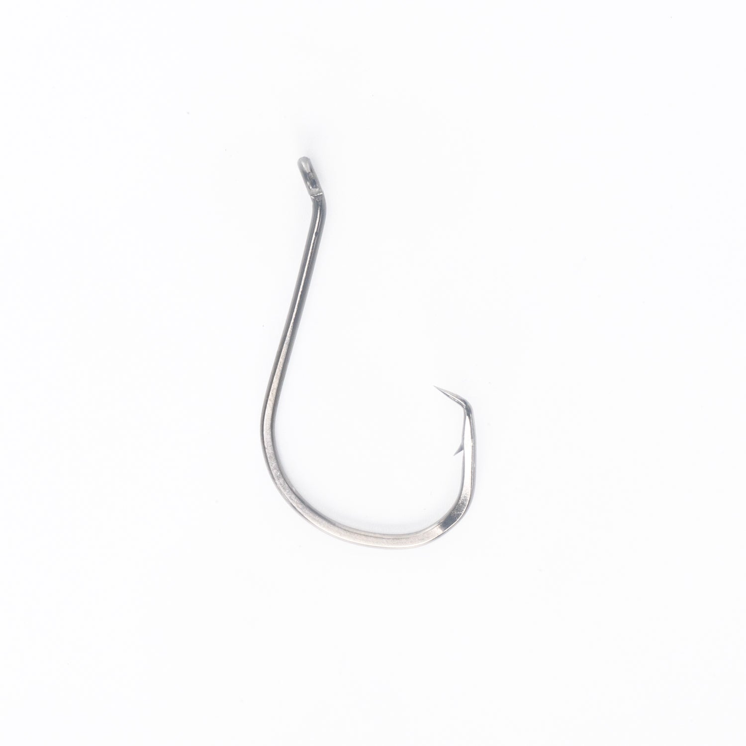 Close-up of a single Catfish Pro 7/0 double offset circle hook, featuring a razor-sharp point and durable steel construction.