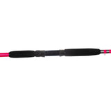 Close-up of the ergonomic EVA foam grip on the Catfish Pro Pink Tournament Series Rod, ensuring firm handling for precision fishing.