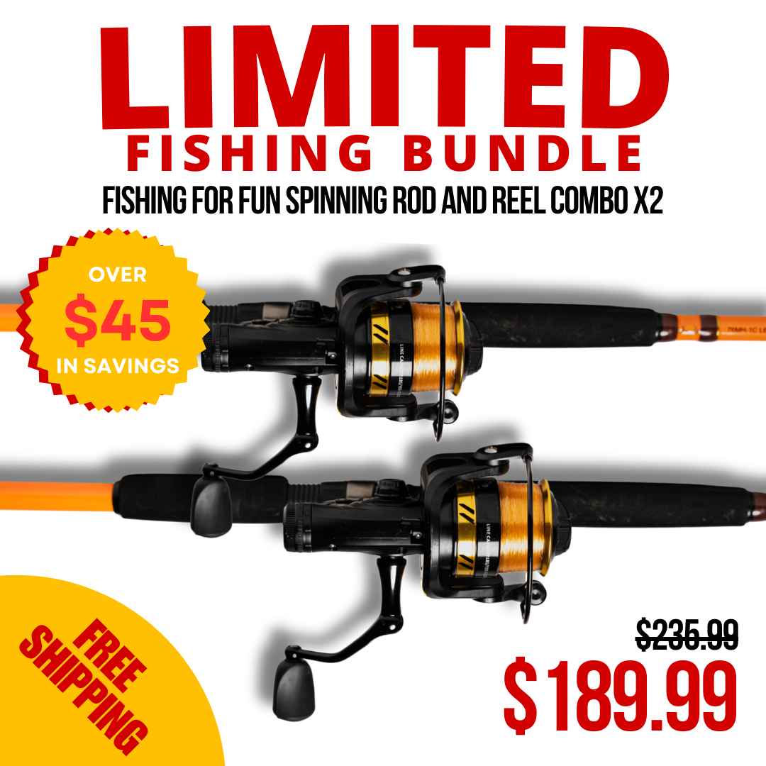 Fishing For Fun Spinning Rod and Reel Combo x 2 - LIMITED FISHING BUNDLE