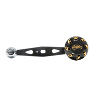 Top view of the Catfish Pro Balanced CNC Power Handle, featuring a black and gold ergonomic grip with a lightweight metal arm.