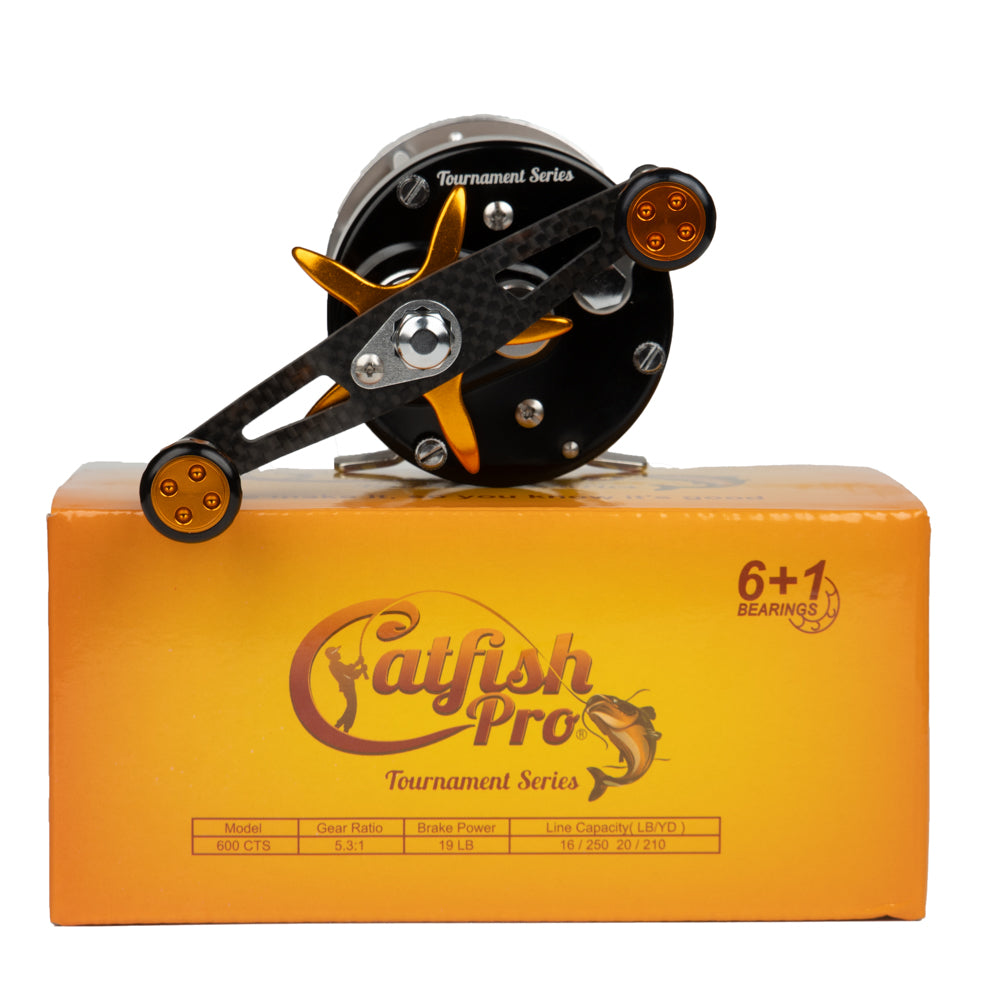 Tournament Series 600CTS Round Baitcasting Reel - Left Handed Reel and Packaging 