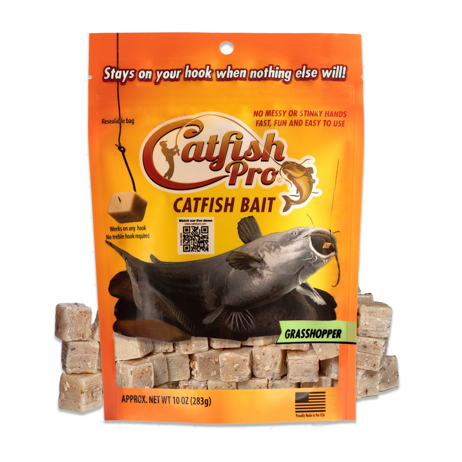 Grasshopper catfish pro square bait and bag 