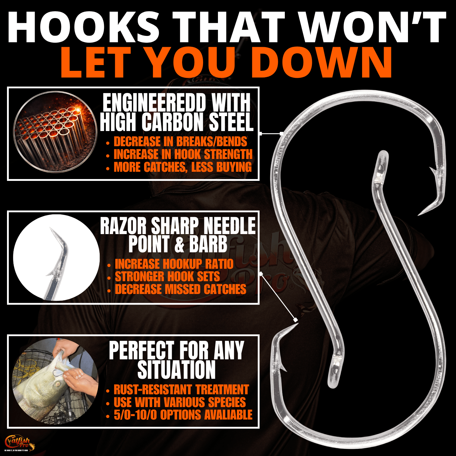 Circle Hooks 5/0 - 10/0 Value Pack Bundle - LIMITED FISHING BUNDLE - Catfish Pro