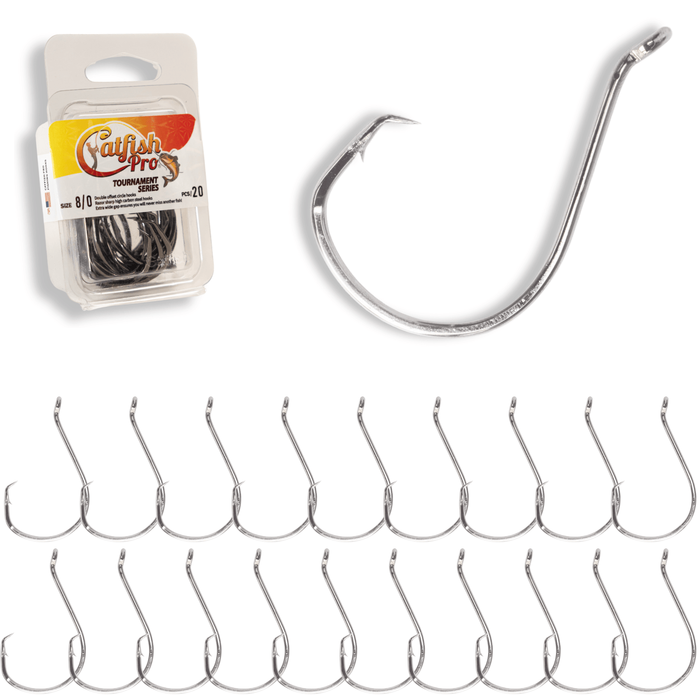 Double Offset Circle Hooks 8/0 - Value Pack - Catfish Pro