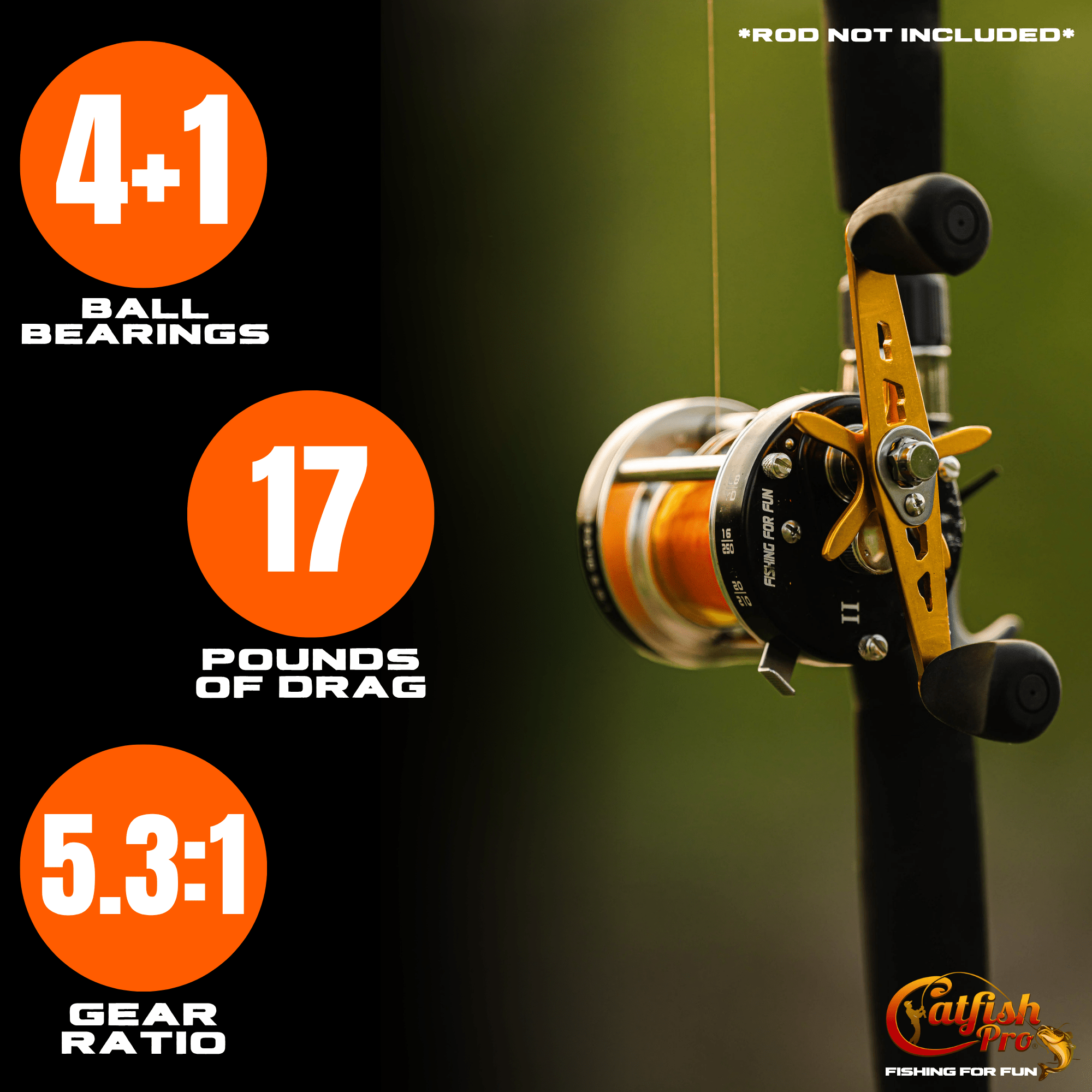 descriptive writing on a fishing pole sound Beachwalker Surf Rod Provides a comfortable and secure grip. Fishing For Fun Baitcaster Reel
