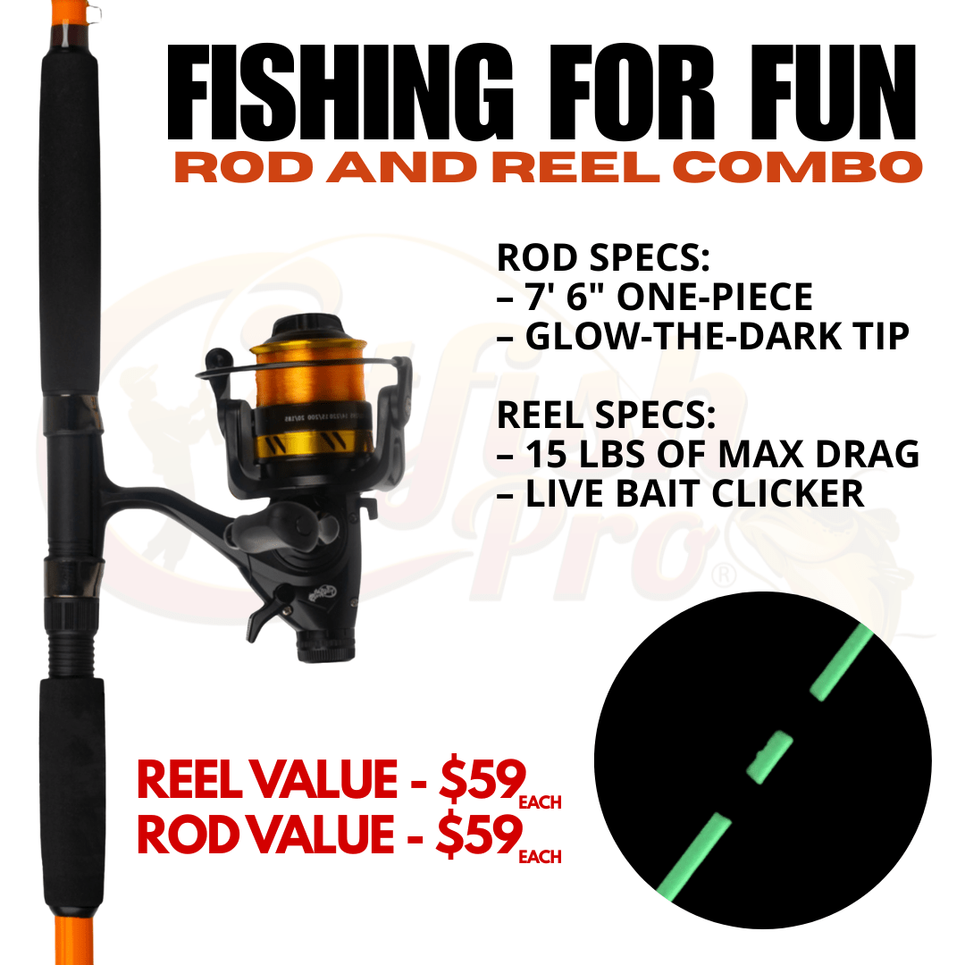 Fishing For Fun Spinning Rod and Reel Combo x 2 - LIMITED FISHING BUNDLE - Catfish Pro