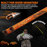 Orange Dragon Fire Spinning Glow Rod - Catfish Pro