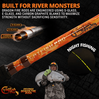 Orange Dragon Fire Spinning Glow Rod - Catfish Pro