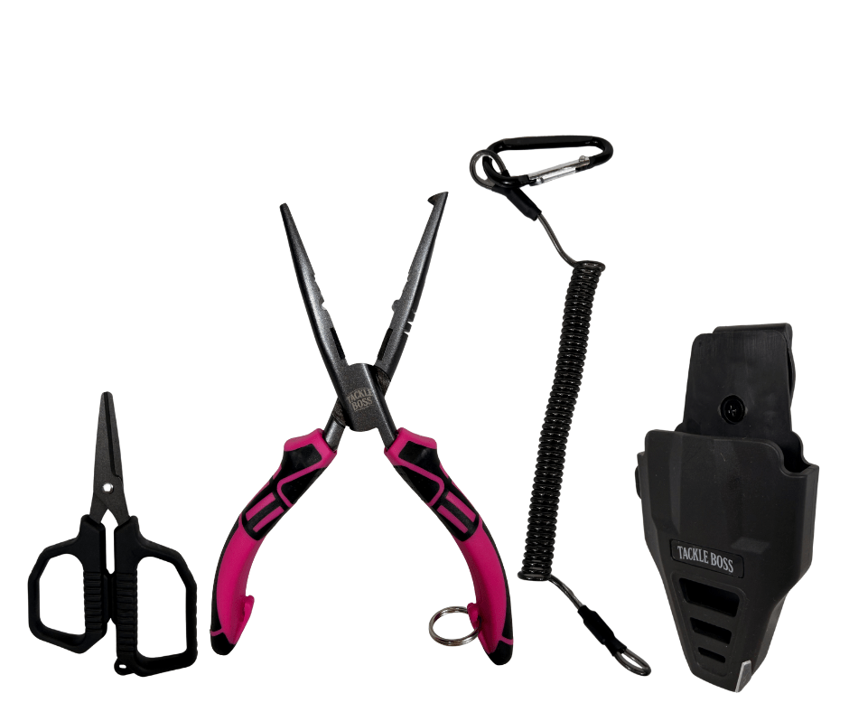 boss fishing tackle accessories 4 pcs Outlaw Plier Set This system features a patented clamp mechanism that automatically locks the rope when tension is released and requires only a light pull at an angle to release Accurate Reel Clamp Kits Silver